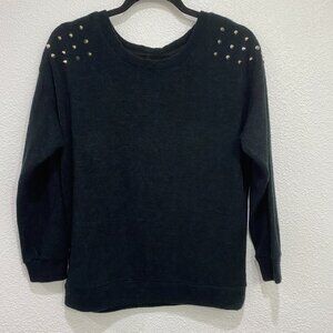 Moon Collection, Black  Studded, Crewneck, Long-Sleeved Sweater - Size Medium